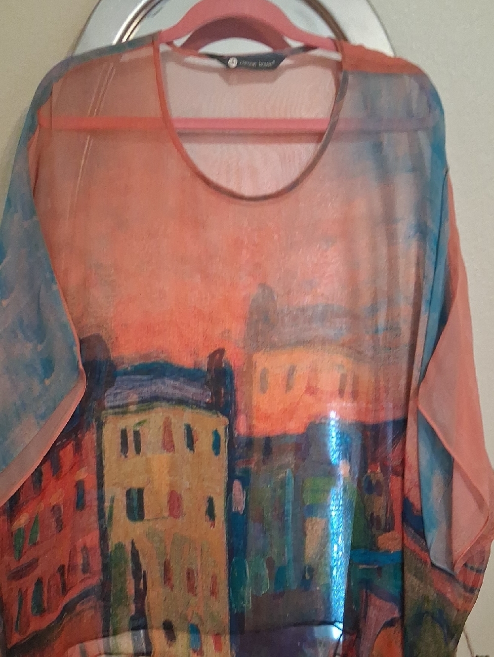 Sheer Coral Multicolor Printed Blouse by Vero Moda